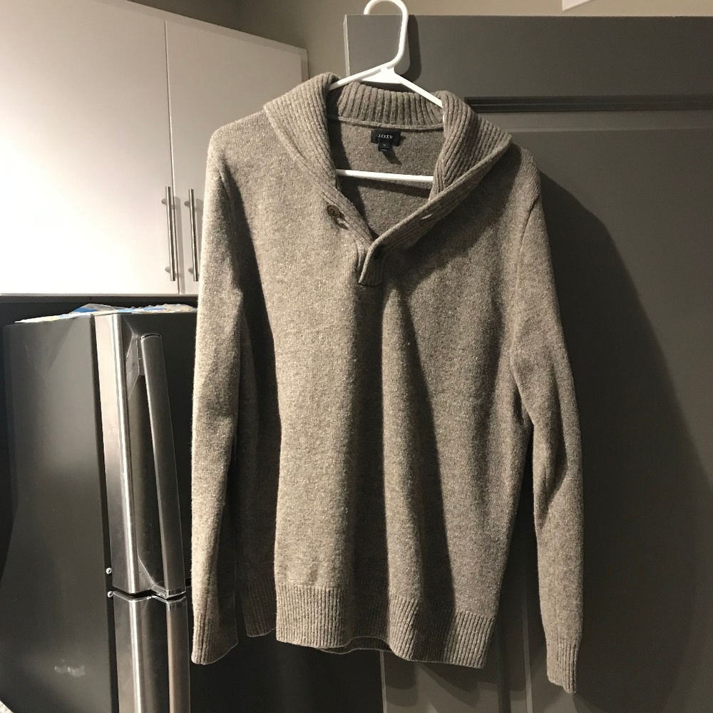 J. Crew Lambswool Shawl Collar Pullover Sweater-M